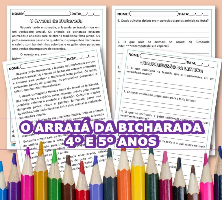 Atividades de Português 4º e 5º anos O Arraiá da Bicharada