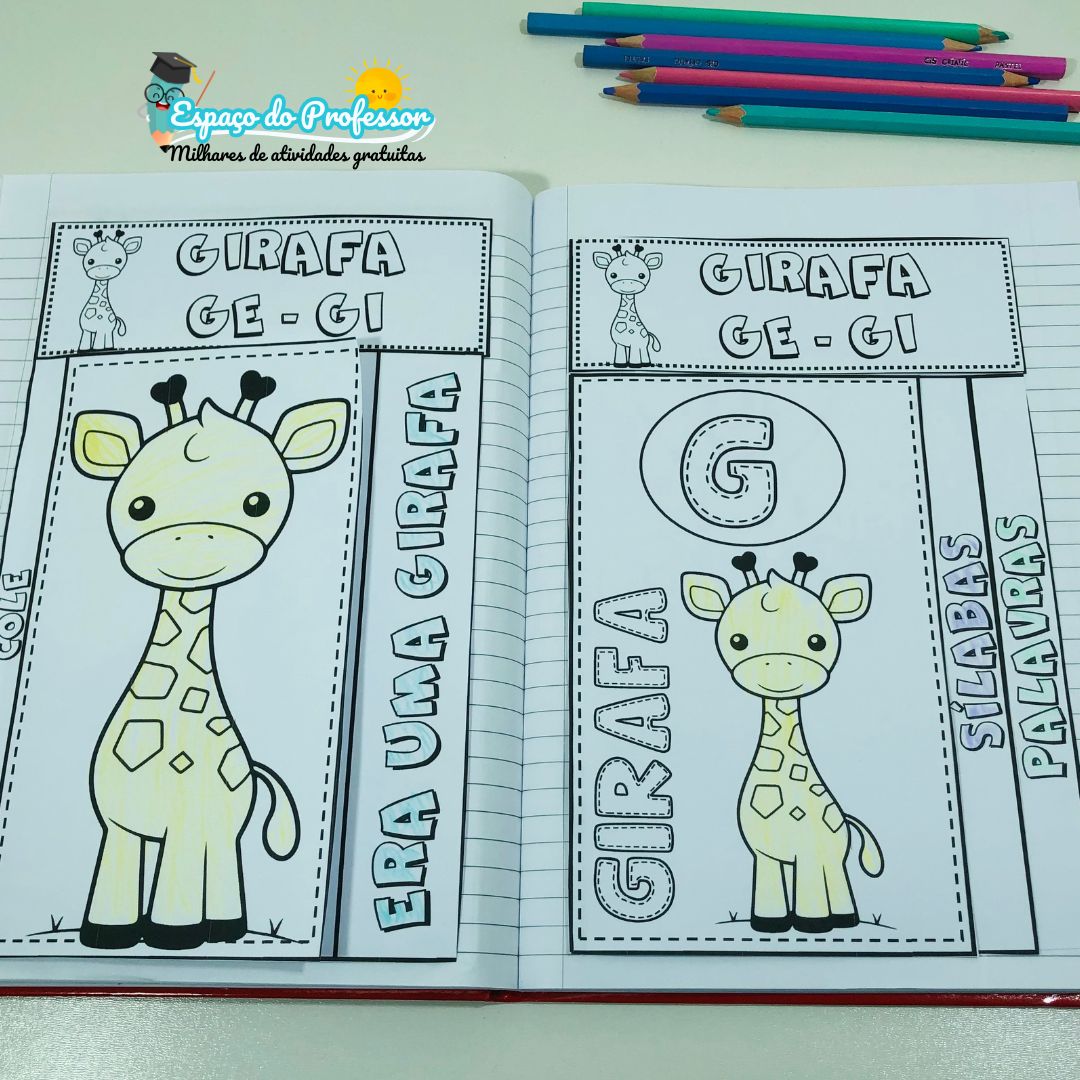 Atividades de Alfabetização Texto e flipbook sílabas complexas ge gi