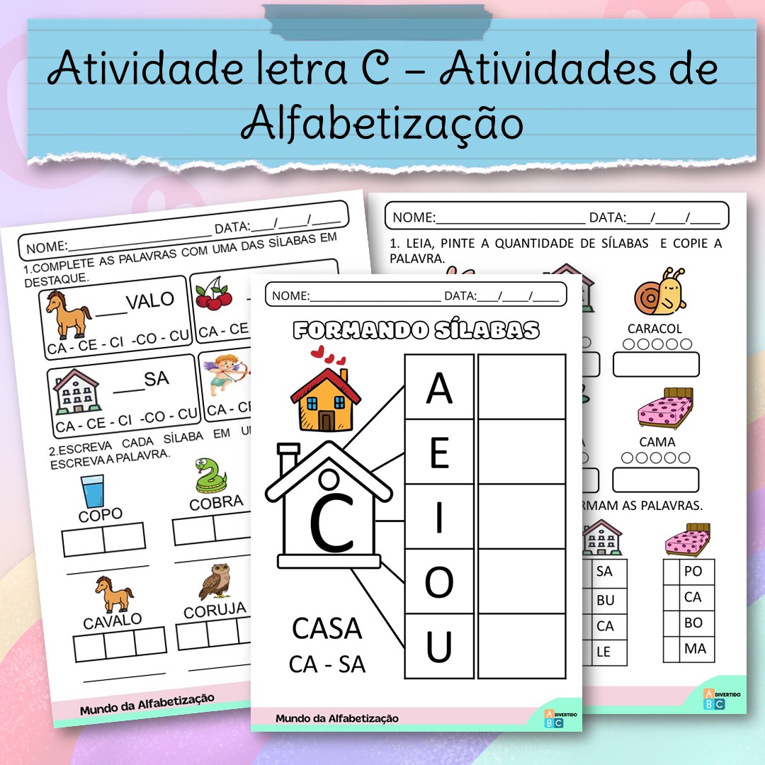 03 Atividades de alfabetização para trabalhar a letra C